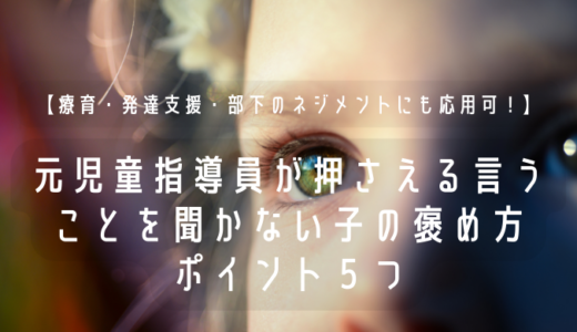 【部下のマネジメントにも応用可！】元児童指導員が押さえる言うことを聞かない子どもの褒め方ポイント５つ【療育・発達支援】